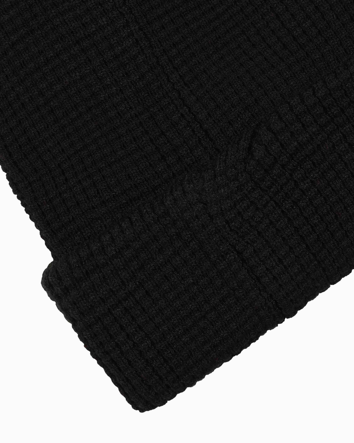 Black Waffle Turnup Beanie